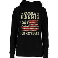 Vintage Kamala Harris 2024 For President Election Campaign Womens Funnel Neck Pullover Hood