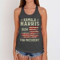 Vintage Kamala Harris 2024 For President Election Campaign Women's Knotted Racerback Tank