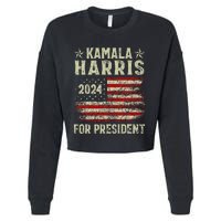 Vintage Kamala Harris 2024 For President Election Campaign Cropped Pullover Crew