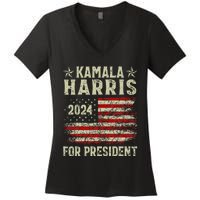 Vintage Kamala Harris 2024 For President Election Campaign Women's V-Neck T-Shirt