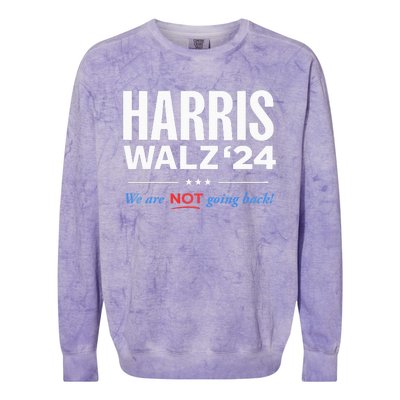 Vote Kamala Harris & Tim Walz 24 We Are Not Going Back Colorblast Crewneck Sweatshirt