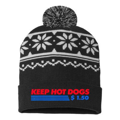 vintage Keep Hot Dogs $1.50 USA-Made Snowflake Beanie