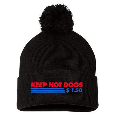 vintage Keep Hot Dogs $1.50 Pom Pom 12in Knit Beanie