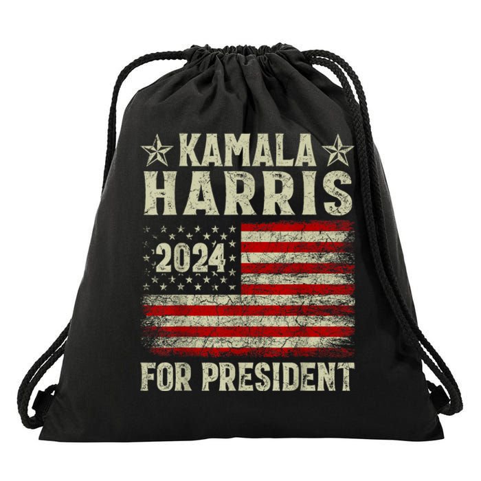 Vintage Kamala Harris 2024 For President Election Campaign Drawstring Bag