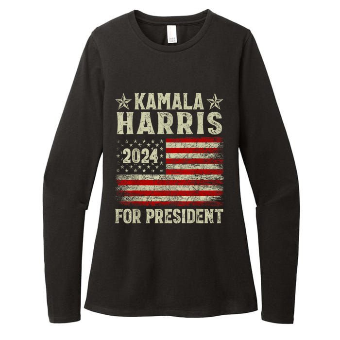 Vintage Kamala Harris 2024 For President Election Campaign Womens CVC Long Sleeve Shirt