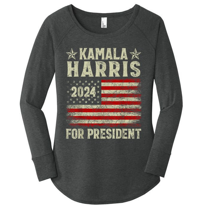 Vintage Kamala Harris 2024 For President Election Campaign Women's Perfect Tri Tunic Long Sleeve Shirt