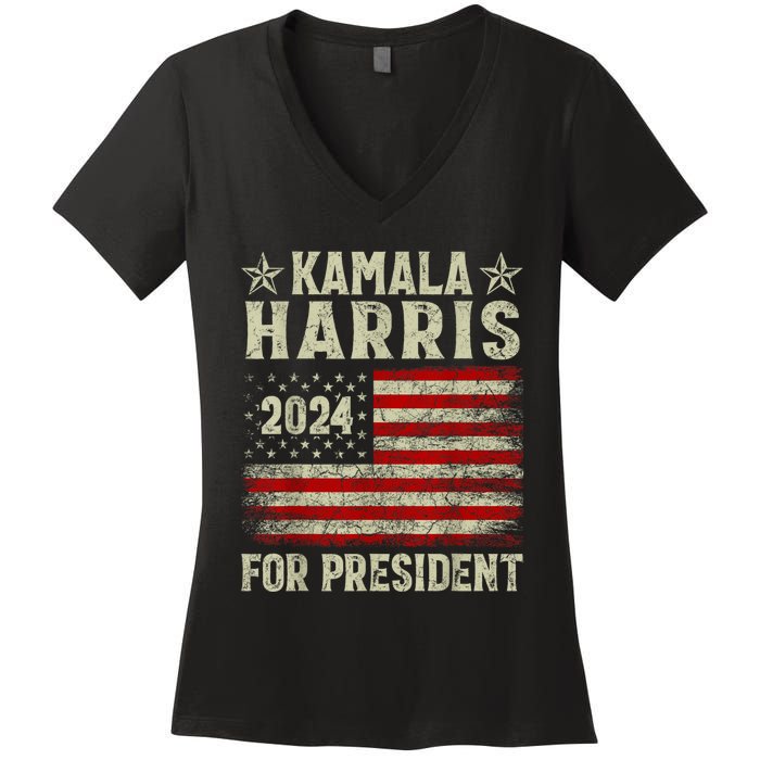 Vintage Kamala Harris 2024 For President Election Campaign Women's V-Neck T-Shirt