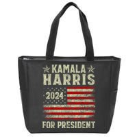 Vintage Kamala Harris 2024 For President Election Campaign Zip Tote Bag