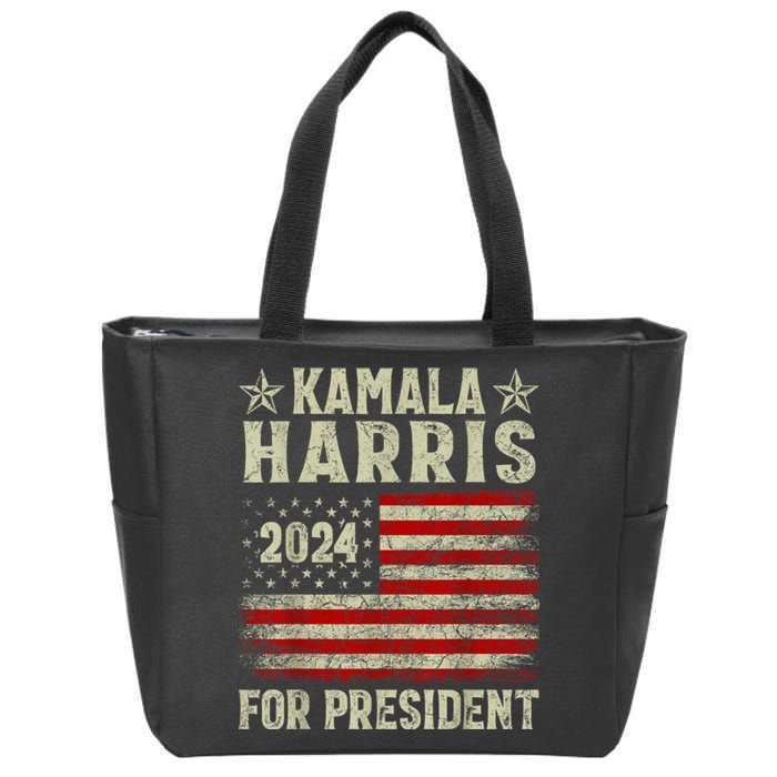 Vintage Kamala Harris 2024 For President Election Campaign Zip Tote Bag