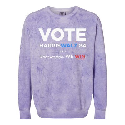 Vote Kamala Harris & Tim Walz 24 When We Fight We Win Colorblast Crewneck Sweatshirt