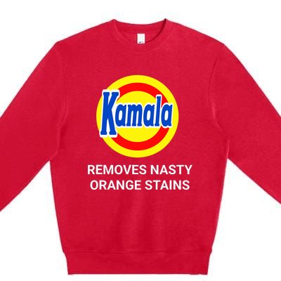 Vote Kamala Harris 2024 Removes Nasty Orange Stains Funny Premium Crewneck Sweatshirt