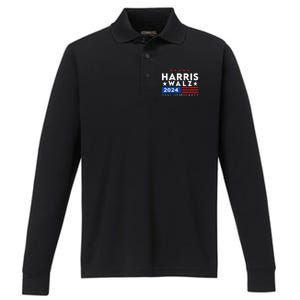 Vote Kamala Harris Tim Walz V.P Vice President 47th 2024 Performance Long Sleeve Polo