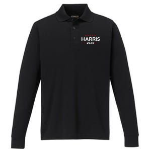 Vote Kamala Harris For Presidential Election 2024 Performance Long Sleeve Polo