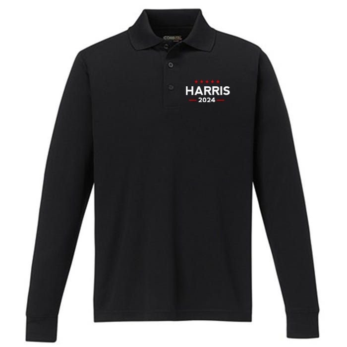 Vote Kamala Harris For Presidential Election 2024 Performance Long Sleeve Polo