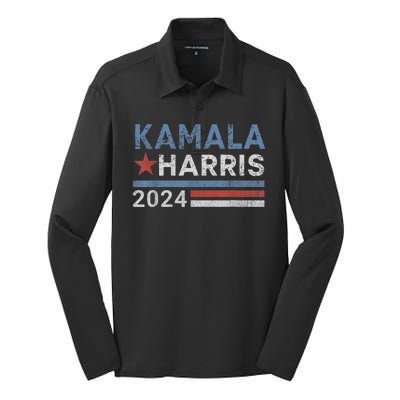 Vintage Kamala Harris 2024 For President Election Campaign Silk Touch Performance Long Sleeve Polo