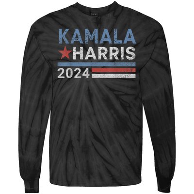 Vintage Kamala Harris 2024 For President Election Campaign Tie-Dye Long Sleeve Shirt