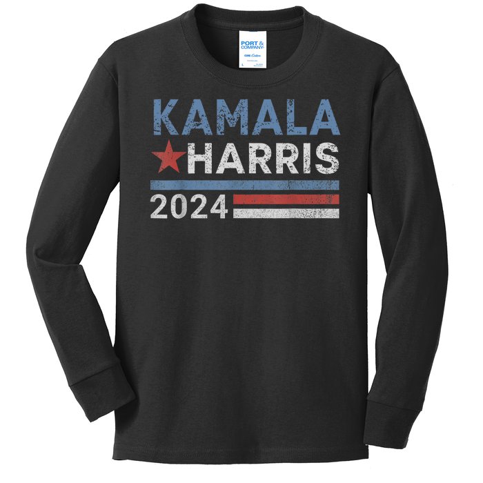 Vintage Kamala Harris 2024 For President Election Campaign Kids Long Sleeve Shirt