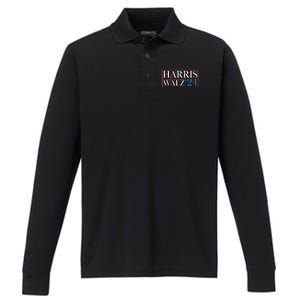 Vote Kamala Harris Tim Walz 2024 Election Performance Long Sleeve Polo