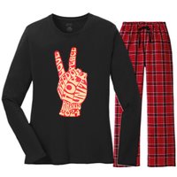 Vintage Kamala Harris 2024 For President Campaign Peace Sign Women's Long Sleeve Flannel Pajama Set 