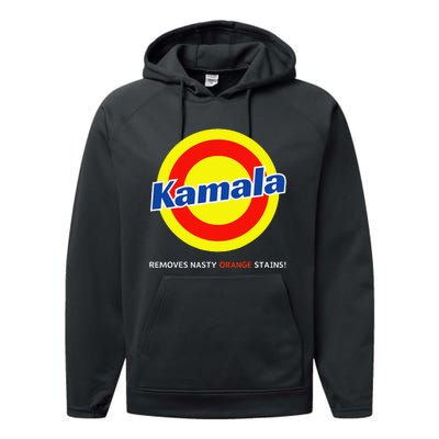 Vote Kamala Harris Removes Nasty Orange Stains Detergent Fun Gift Performance Fleece Hoodie