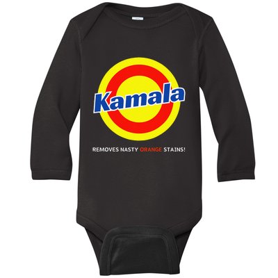 Vote Kamala Harris Removes Nasty Orange Stains Detergent Fun Gift Baby Long Sleeve Bodysuit