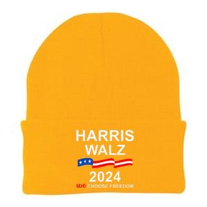 Vote Kamala Harris Tim Walz 2024 President We Choose Freedom Knit Cap Winter Beanie