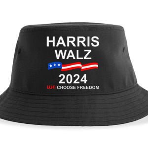 Vote Kamala Harris Tim Walz 2024 President We Choose Freedom Sustainable Bucket Hat