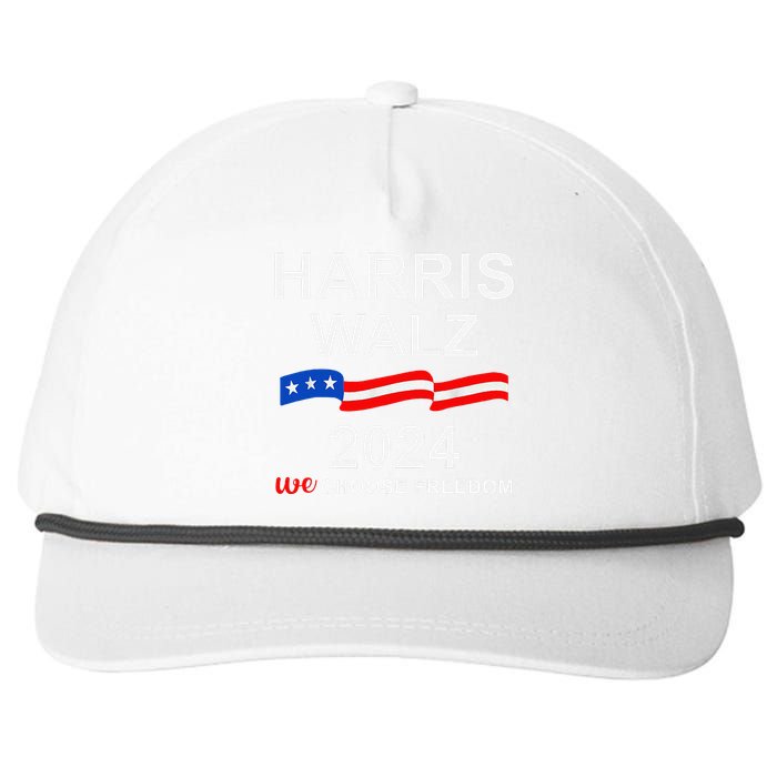 Vote Kamala Harris Tim Walz 2024 President We Choose Freedom Snapback Five-Panel Rope Hat