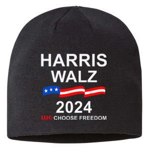 Vote Kamala Harris Tim Walz 2024 President We Choose Freedom Sustainable Beanie