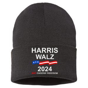 Vote Kamala Harris Tim Walz 2024 President We Choose Freedom Sustainable Knit Beanie