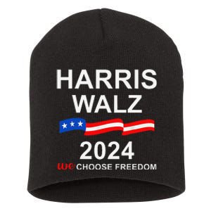 Vote Kamala Harris Tim Walz 2024 President We Choose Freedom Short Acrylic Beanie