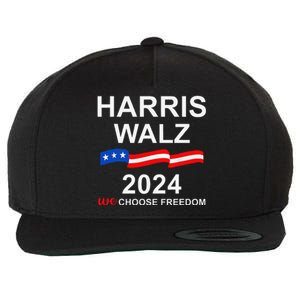 Vote Kamala Harris Tim Walz 2024 President We Choose Freedom Wool Snapback Cap