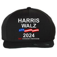 Vote Kamala Harris Tim Walz 2024 President We Choose Freedom Wool Snapback Cap