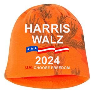 Vote Kamala Harris Tim Walz 2024 President We Choose Freedom Kati - Camo Knit Beanie