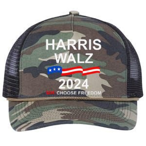 Vote Kamala Harris Tim Walz 2024 President We Choose Freedom Retro Rope Trucker Hat Cap