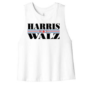 Vote Kamala Harris Tim Walz 2024 Election Women's Racerback Cropped Tank