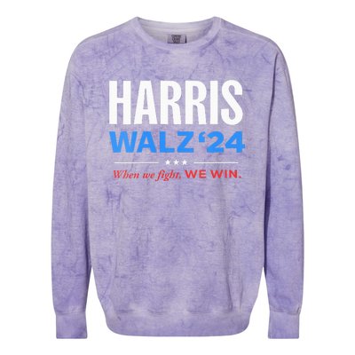 Vote Kamala Harris & Tim Walz 24 When We Fight We Win Colorblast Crewneck Sweatshirt