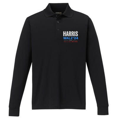 Vote Kamala Harris & Tim Walz 24 When We Fight We Win Performance Long Sleeve Polo