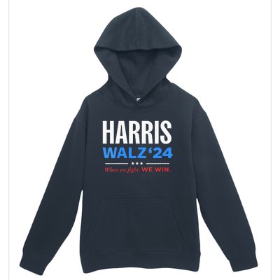 Vote Kamala Harris & Tim Walz 24 When We Fight We Win Urban Pullover Hoodie