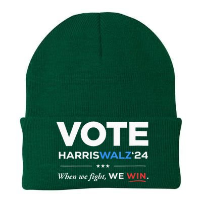 Vote Kamala Harris & Tim Walz 24 When We Fight We Win Knit Cap Winter Beanie