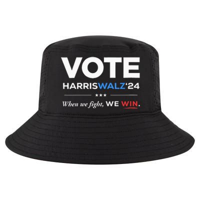 Vote Kamala Harris & Tim Walz 24 When We Fight We Win Cool Comfort Performance Bucket Hat