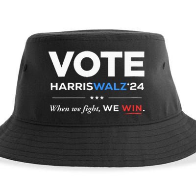 Vote Kamala Harris & Tim Walz 24 When We Fight We Win Sustainable Bucket Hat