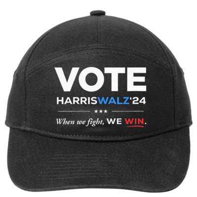 Vote Kamala Harris & Tim Walz 24 When We Fight We Win 7-Panel Snapback Hat