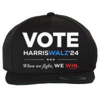 Vote Kamala Harris & Tim Walz 24 When We Fight We Win Wool Snapback Cap