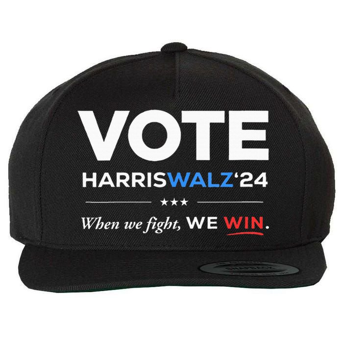 Vote Kamala Harris & Tim Walz 24 When We Fight We Win Wool Snapback Cap