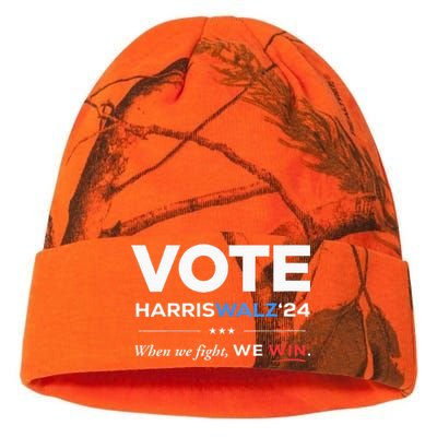 Vote Kamala Harris & Tim Walz 24 When We Fight We Win Kati Licensed 12" Camo Beanie