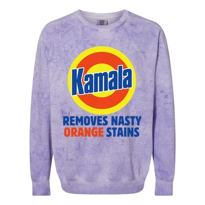 Vote Kamala Harris 2024 Removes Nasty Orange Stains Funny Colorblast Crewneck Sweatshirt