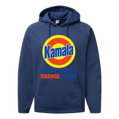 Vote Kamala Harris 2024 Removes Nasty Orange Stains Funny Performance Fleece Hoodie