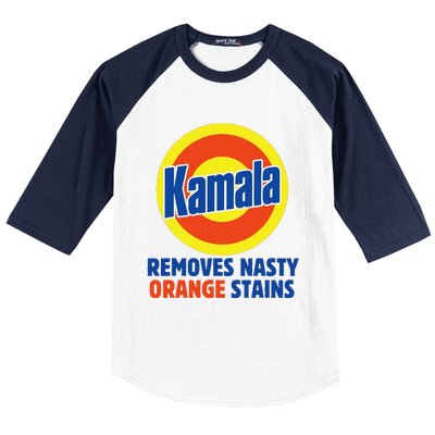 Vote Kamala Harris 2024 Removes Nasty Orange Stains Funny Baseball Sleeve Shirt