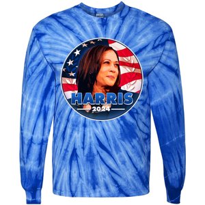 Vote Kamala Harris 2024 Election Emblem Tie-Dye Long Sleeve Shirt